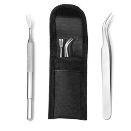 jatimdotin Tick Tweezers Set, 2 Pieces Tick Tweezers for Dogs, Stainless Steel Tick Tweezers and Tick Hooks, Tick Remover for Humans, Dogs, Cats (with Storage Bag)