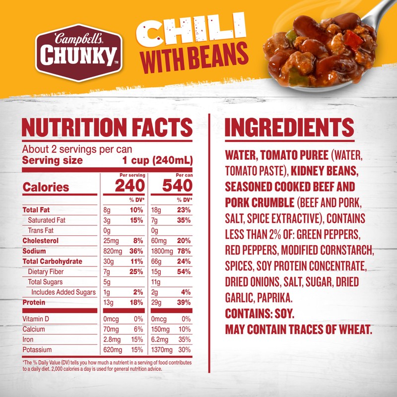 Campbell's Chunky Chili with Beans, 19 Ounce Can (Pack of