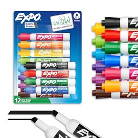 Expo Marcadores de borrado en seco con poco olor., Cincel, Colores Variados, 12-Count