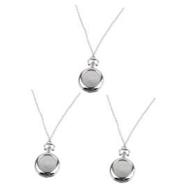 Gatuida 3pcs Retro Pocket Watch Necklace for Men and Women Vintage Design Silver Pendant Elegant Accessory for Daily Life and Special Occasions for Family and Friends