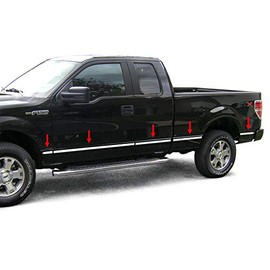 Made in USA! Compatible with 2009-2014 Ford F-150 Super Cab 6.5' Short Bed Without Fender Flare Full Length Body Side Molding Trim 1 1/2" Wide 10PC