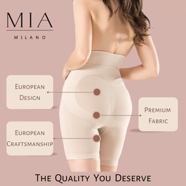 Mia Milano High Waist Shapewear Shorts for Women - Instant Tummy Control, Butt Lifting, and Thigh Slimming, Nude Beige, Small-Medium