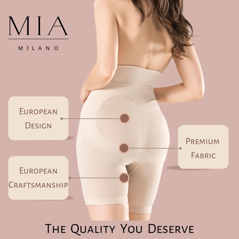 Mia Milano High Waist Shapewear Shorts for Women - Instant