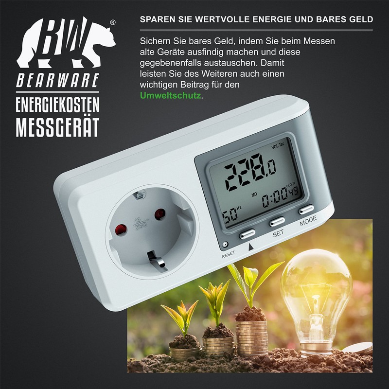 CSL Electricity Meter for Socket, Energy Cost Meter, Ammeter with
