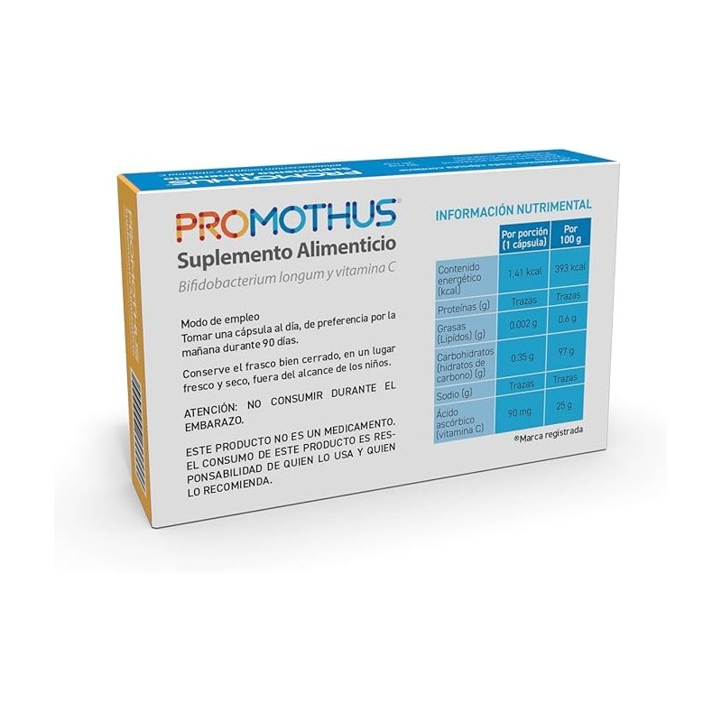Promothus Bifidobacterium Longum CBI0703 + Vitamina C, 30 Cápsulas
