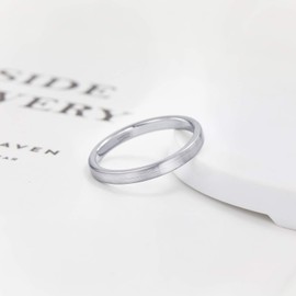 Greenpod 3mm Tungsten Carbide Ring for Women Men Silver Brushed Thin Wedding Band Comfort Fit Size 9