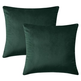 Hafaa Cushion Covers 45 x 45 cm (Pack of 2) - Crushed Velvet Square Throw Pillow Cases - Decorative Soft Cushion Cover for Sofa Couch Bedroom with Invisible Zipper (Dark Green, 18" x 18" Inch)