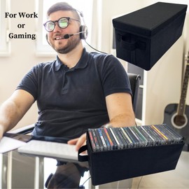 Evelots CD Storage Boxes (4 Pack) Durable CD Case Organizer with Lid, Disc Container Set Holds up to 128 Discs, Black