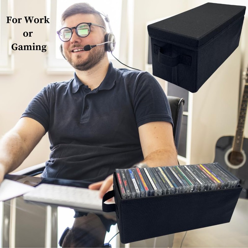 Evelots CD Storage Boxes (4 Pack) Durable CD Case Organizer