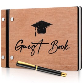 Frienda 2025 Graduation Guest Book Leather Guest Sign in Book with Pen Graduation Party Favors Congratulation Graduates Signature Book(Brown)
