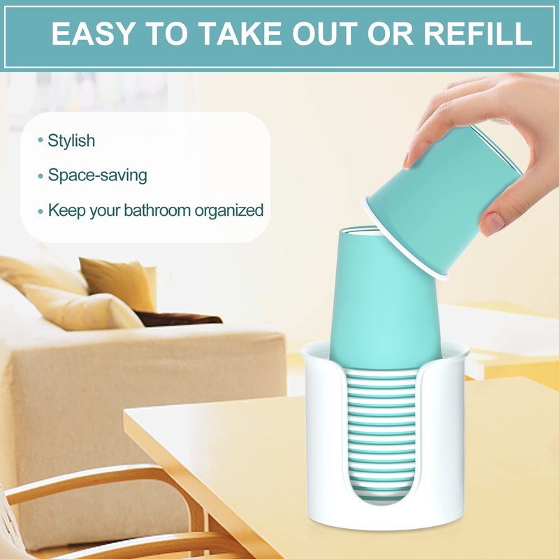 BYAWAY 2 Pack Bathroom Cup Dispenser 3 oz Countertop -