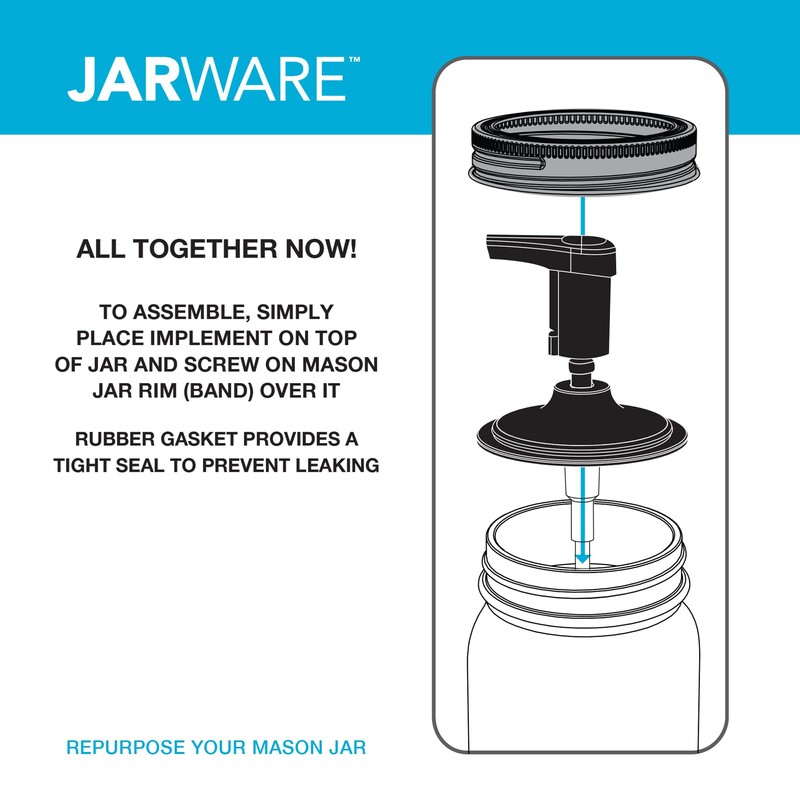 Jarware Black Foaming Soap Dispenser Lid for Regular Mouth Mason