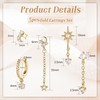 Thunaraz 5Pcs Stack Gold Studs Earrings for Women 14K Gold