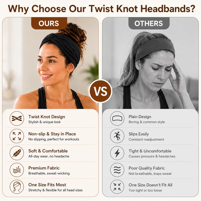 10cm Wide Hair Bands for Women, 2-Piece Set of Stretchy