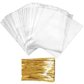 100 Cellophane Bags - 15x20 cm Food Cookie Bags, Clear Packaging for Gifts, Parties & Holidays