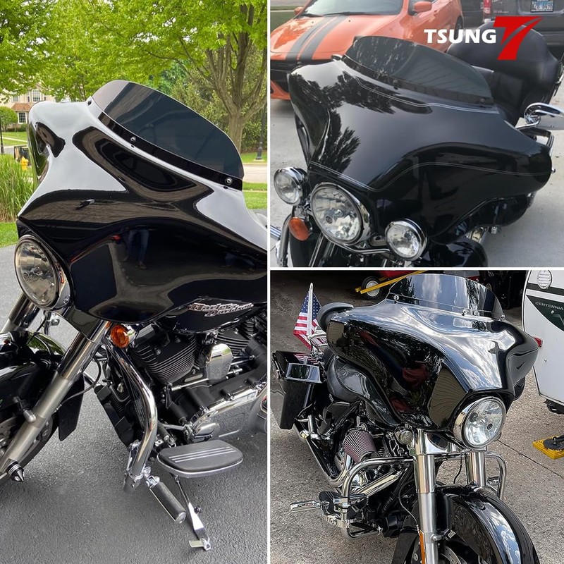 TSUNG 4.5" Smoke Round Windshield Batwing Windscreen Fit for 1996-2013