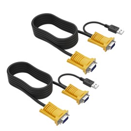 MT-VIKI 2-in-1 USB VGA KVM Cable for USB KVM Switch VGA (10ft 2packs)color: Black, length: 20 cm
