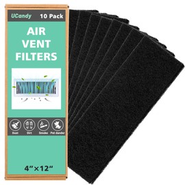 UCandy 4"x12" Activated Carbon Air Vent Filters for Home, Floor Vents Filters, Floor Registers Filters,10 Pcs Charcoal Vent Filter (Black)