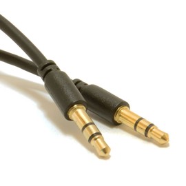 kenable Slimline PRO 3.5mm Jack to Jack Stereo Audio Cable Lead GOLD 2m Black [2 metres]