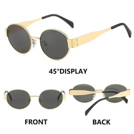 crazy bean Sunglasses Round Vintage Women Men Polarised Sunglasses Party Hippie Quick Glasses Solarium, Gold setting + grey lenses