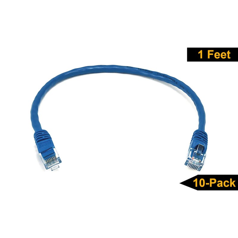iMBAPrice 1' Cat5e Network Ethernet Patch Cable, 10 Pack, Blue