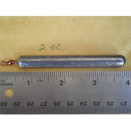 HOME MADE 7 PCS. BOTTOM BOUNCER PENCIL SINKER 2 OZ. W/#7 RED BARREL SWIVEL