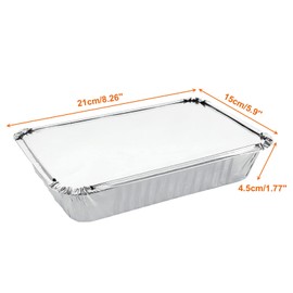 JMIATRY 50 Pcs Aluminum Foil Trays with Lids, 21 x 15 x 4.5cm Disposable Foil Food Containers with Lids, 840ml Takeaway Tin Foil Trays for Food Storage, Roasting, Baking, Broiling and Freezing