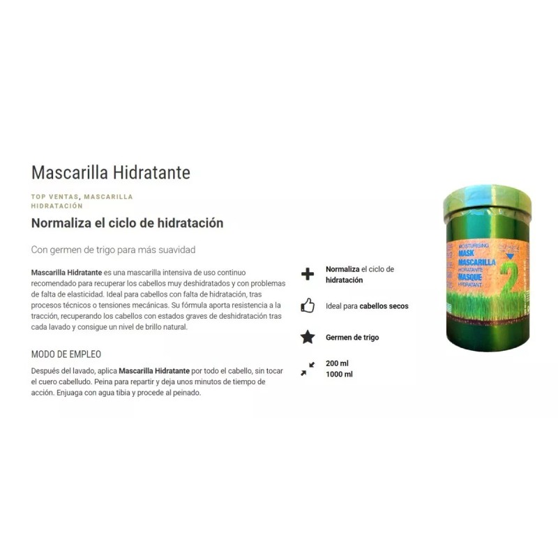 Salerm Biokera Mascarilla Hidratante Para Cabello Seco 1lt