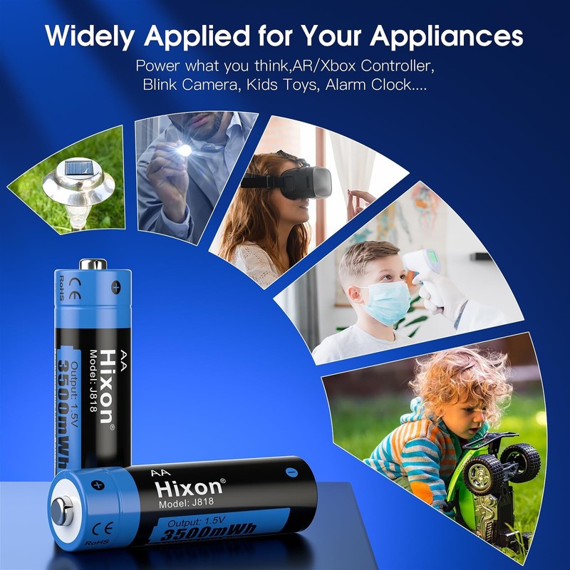 Hixon AA Rechargeable Batteries with Charger,Hixon 3500mWh High-Capacity Rechargeab...