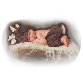 Vomdrok Newborn Photography Props Outfits Crochet Knitted Christmas Deer Hat Pants Infant Baby Boy Girl Photoshoot Props Costume (Dark brown)