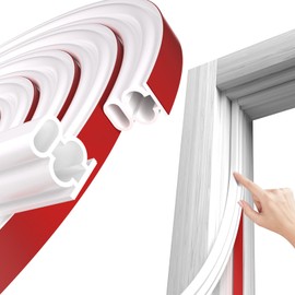 JSIWOTH Weather Stripping, White D-Shaped Rubber Seal Strip for Doors/Windows, Self-Adhesive Door Soundproof Weatherstripping for Door Frame Window Insulation Gap Blocker 20 Ft