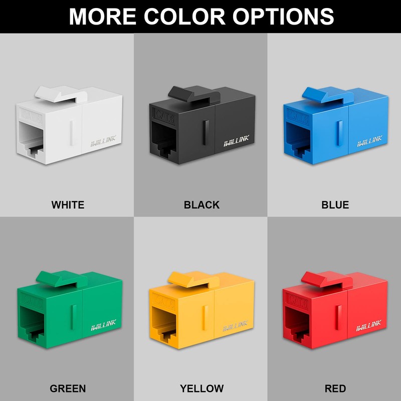 iwillink 10-Pack Female to Female Cat6 Keystone Jack, UTP Keystone