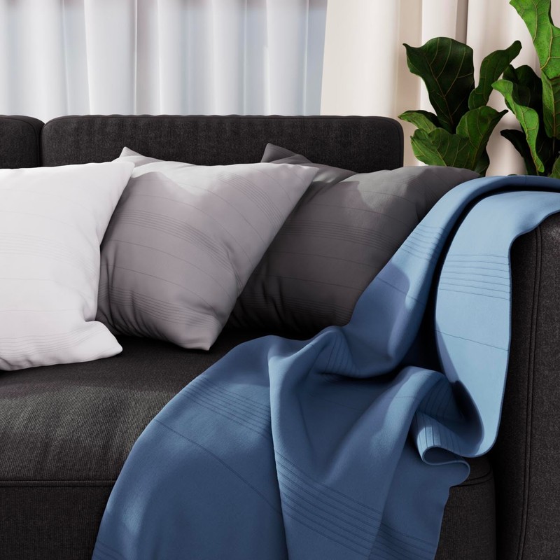 Soleil d'ocre Adele Bedspread, Sofa Throw, Polycotton, Blue, 180 x