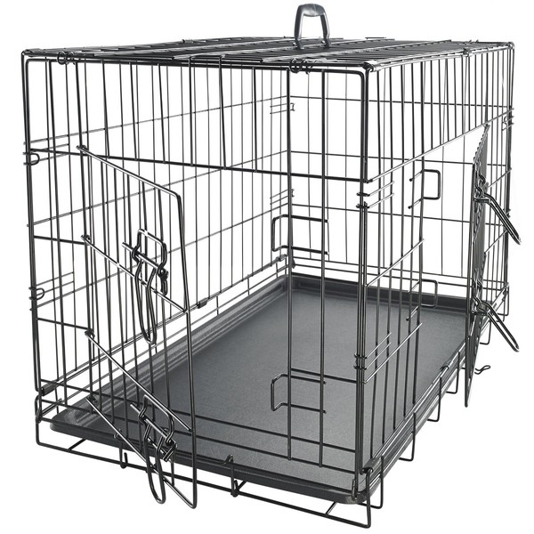 Dog Crates for Large Dogs - Dog Crate 36" Pet Cage Double-Door Best for Big Pets - Wire Metal Kennel Cages with Tray - in-Door Foldable & Portable for Animal Out-Door Travel