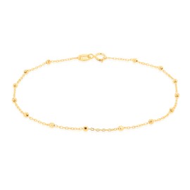 CARISSIMA Women's 9ct Yellow Gold 1mm Diamond Cut Ball Trace Bracelet 18cm/7'