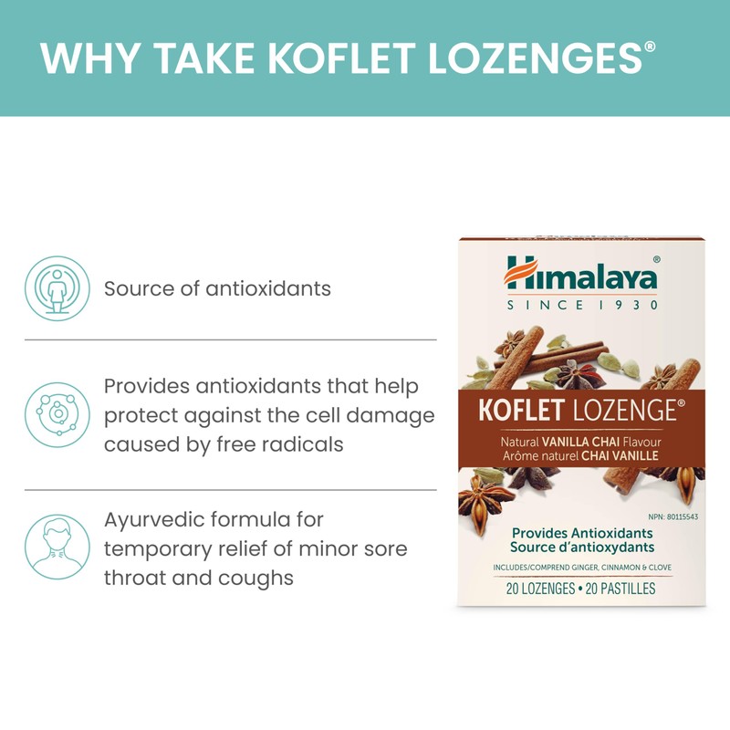 Himalaya Koflet Lozenges, Vanilla Chai Flavor, Provides Antioxidants, Includes Ginger,