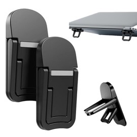 AOMDEXS 2 PCS Base para Laptop Invisible Autoadhesivo, Base de Laptop Plegable, 2 Niveles de Inclinación, Soporte para Laptop Ventilado, Mejora la Eficiencia y la Comodidad en el Trabajo (2, Negro)