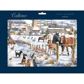 Horses Snowy Lane 350 x 245 mm Caltime Traditional Advent Calendar
