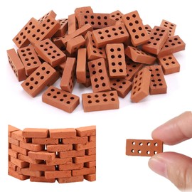 Mini Bricks,Mini Red Wall Bricks,50PCS 8 Holes Realistic Fake Bricks,Micro Bricks for Garden, for DIY Dollhouse Garden,Ornament Home,Sand Table Scene Decor (2cm*1cm*0.5cm)