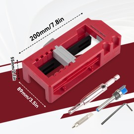Door Hinge Jig, Door Hinge Template Kit for Router, Router Template Adjustable Mortise Jig Fits Door Hinges from 3” to 5” Length and Types of Sqaure, Radius 1/4” or Radius 5/8”(Red)