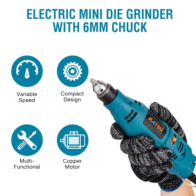 KATSU Tools Electric Mini Die Grinder 130W Handheld Straight Grinder