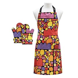 3pc Ashdene Puli Puli Adjustable Apron/Oven Mitt/Glove Heat Resistant Set Cotton