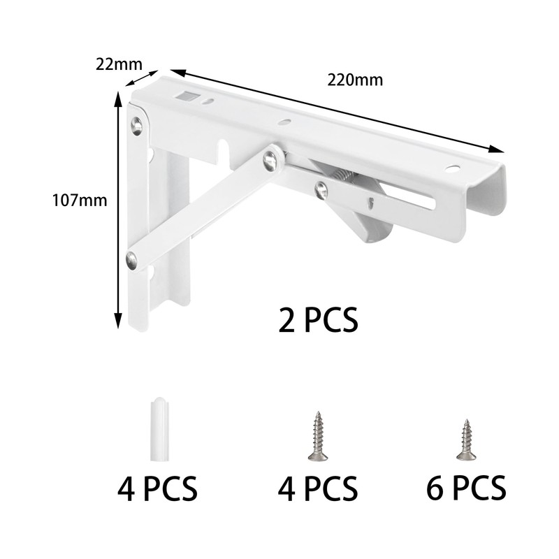 2 Pieces Heavy Duty Metal Folding Shelf Brackets – Triangular