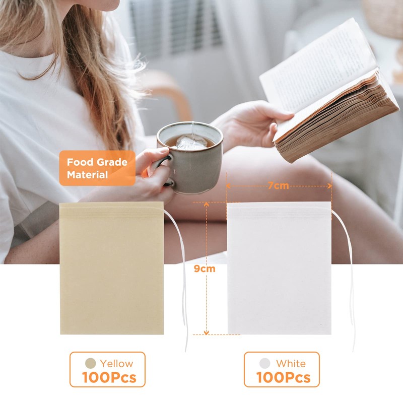 Simpeak 200 Pcs Tea Bags Tea Packs with String Disposable