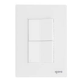 Placa Armada Cristal con 1 Apagador Sencillo Y 1 Apagador Escalera de 1.5 Módulos Color Blancocris1012igoto