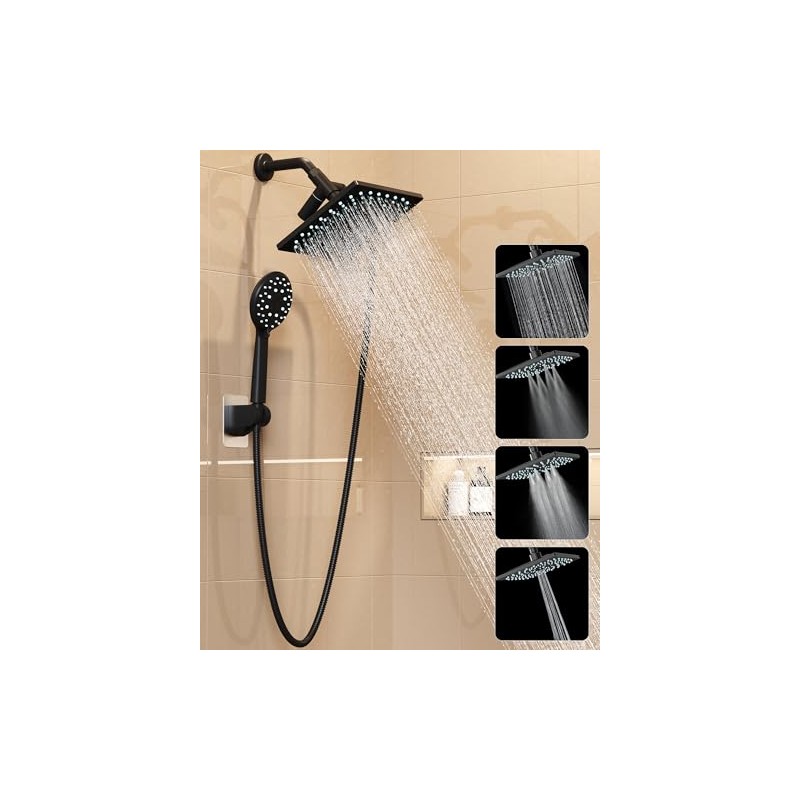 Veken High Pressure Rain Shower Head with Handheld, Multi-Functions Square