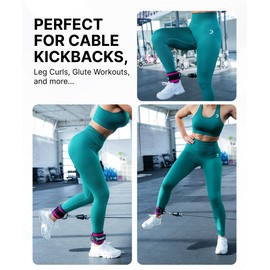 DMoose Fitness Ankle Straps for Cable Machines - One Size Fit Premium Padding, Glute Kickback Ankle Strap for Women & Men, Cable Attachments for Gym & Booty Workouts (Bubblegum Pink - Pair)