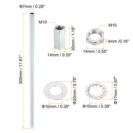 PATIKIL M10 Thread 11.81" Lamp Pipe Kit with Lock Nuts Washers, Fasteners Assortment Hardware for Chandelier Ceiling Light DIY, Zinc Plating