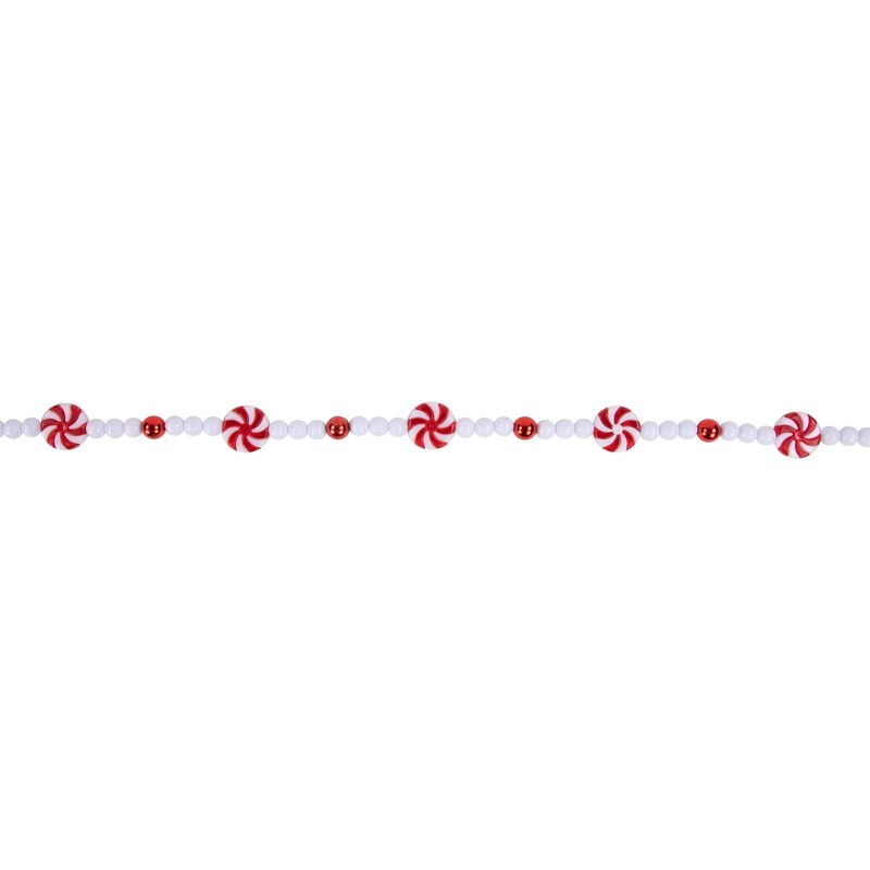 Northlight 9' Red and White Peppermint Candy Beaded Christmas Garland,