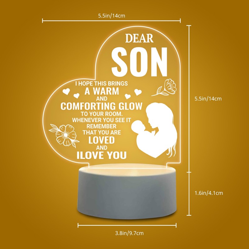 Son Gifts Acrylic Night Light, Engraved Acrylic USB Night Light